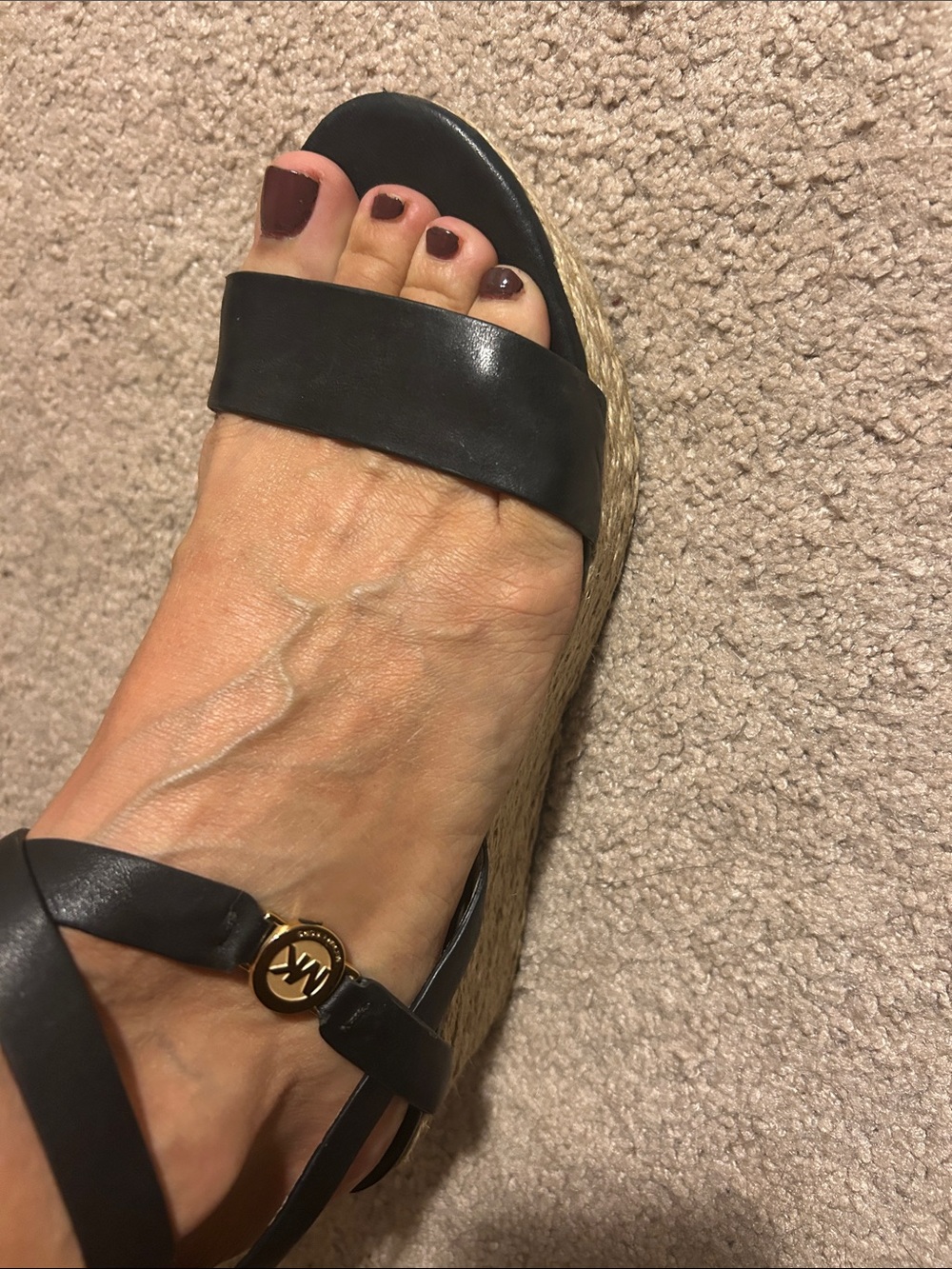Michael Kors Black and Cream Strappy Leather Sandals